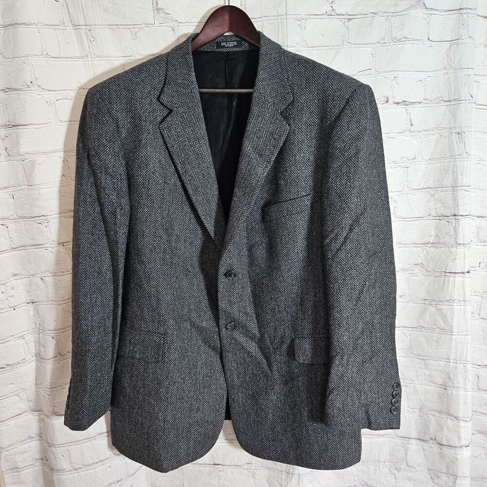 Stafford Vintage Tweed Blazer Men's 46L Classic Fit Wool & Lambswool Herringbone